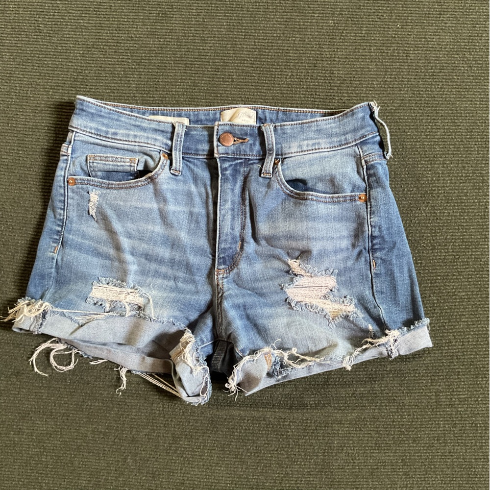American Eagle Outfitters Blue Distressed Jean Shorts